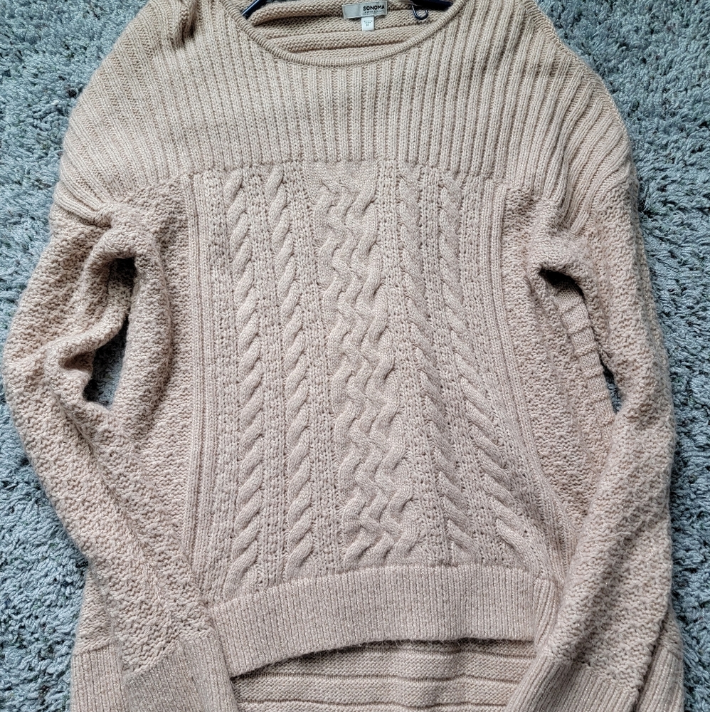 Sonoma light pink high/low sweater
